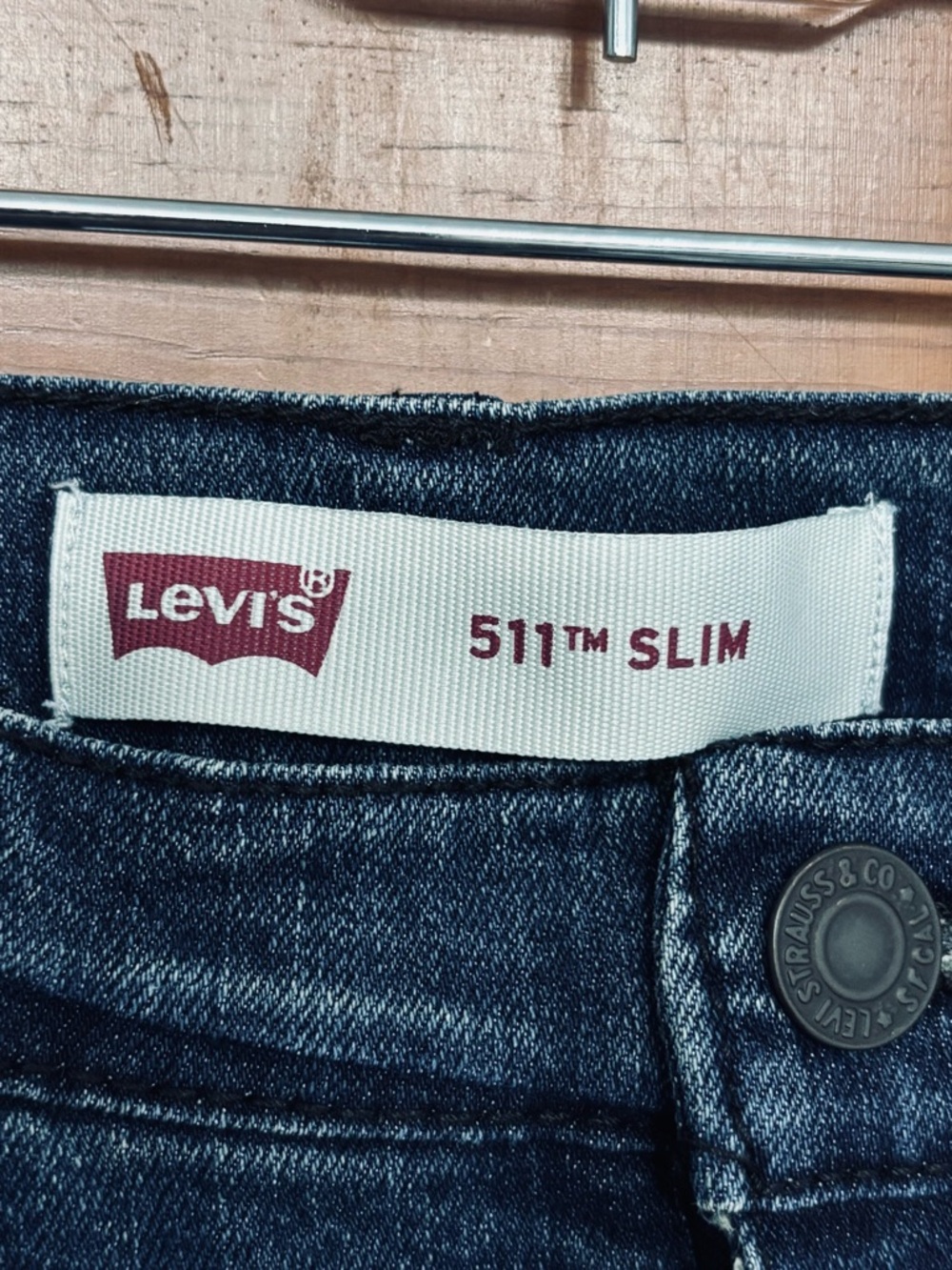 Levi 511 Slim Fit Dark Wash Boy’s Jeans 27” x 27” 14 Regular EUC - Picture 6 of 11